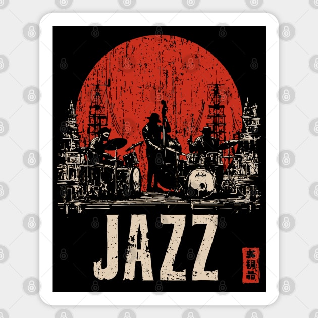 Jazz Band 1920's - Tech Noir Music Propaganda Print Sticker by TuncGK